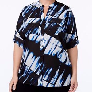 Split-Neck Utility Shirt Celestial Black 3X Button